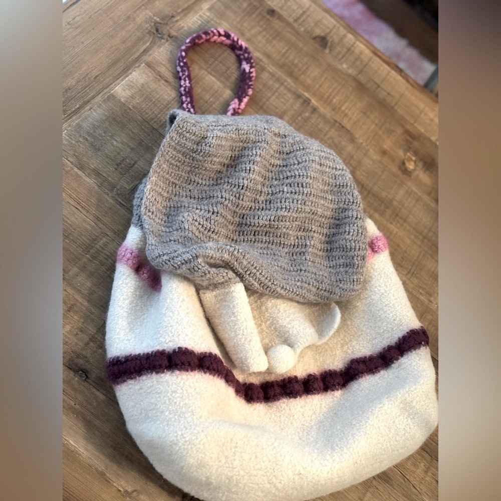Vintage Wool Hobo Tote Bucket Bag. Textured | 22”T Pinks | Artisan | Festival